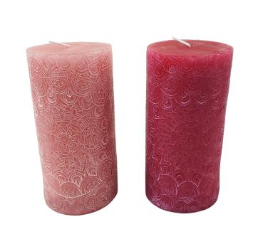 Stumpenkerze mit Mandala Gravur 7x14cm - 2 Farben -